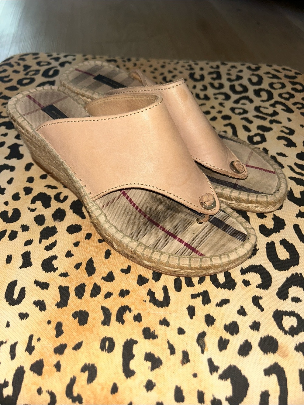 BURBERRY platform leather espadrille sandals 39